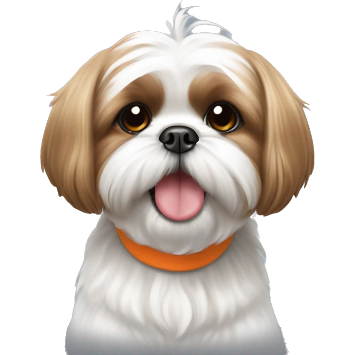 Happy shih tzu with orange ear and the rest white emoji