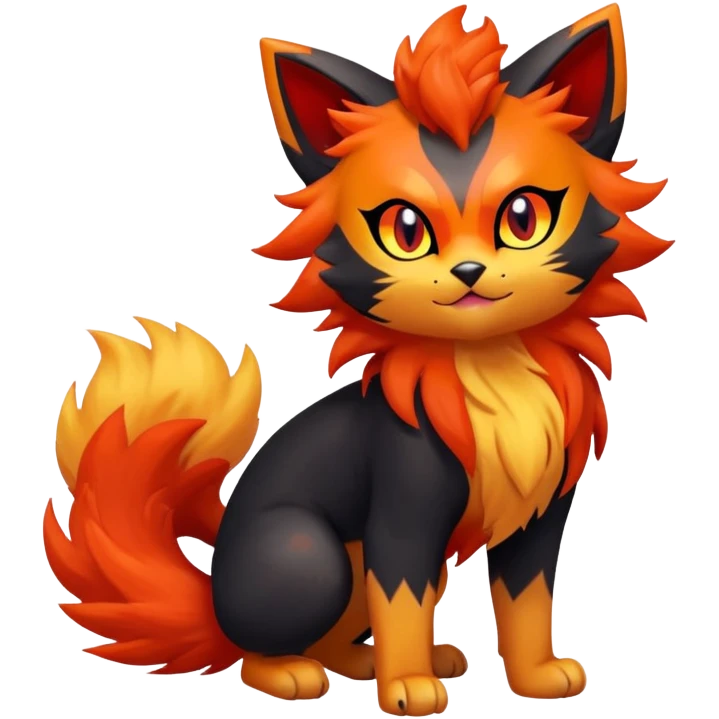 Zorua-Pyroar-Litten-Fakémon-hybrid-creature (full body)  emoji