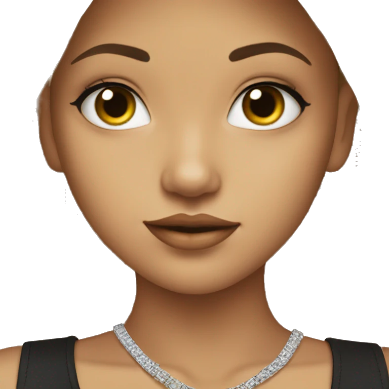 beautiful girl with necklace black hair with blond tips emoji