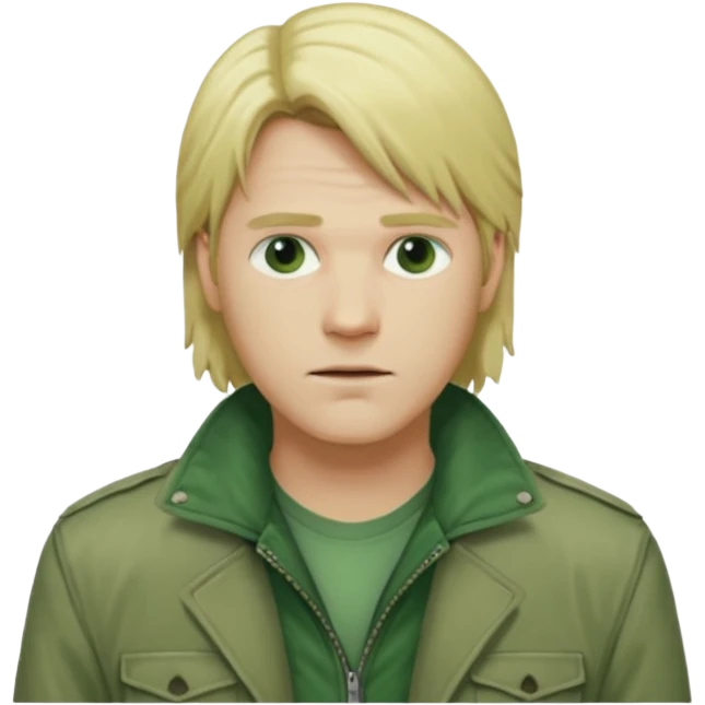 james silent hill a man with blonde long  hair and green jacket emoji