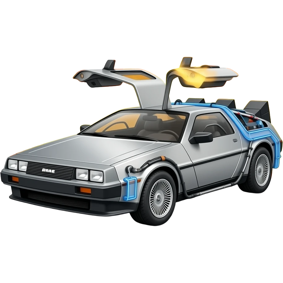 delorean with a trial of flames behind it emoji