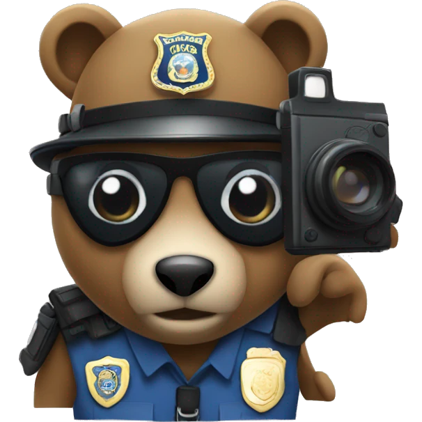a bear  police officer holding a camera emoji