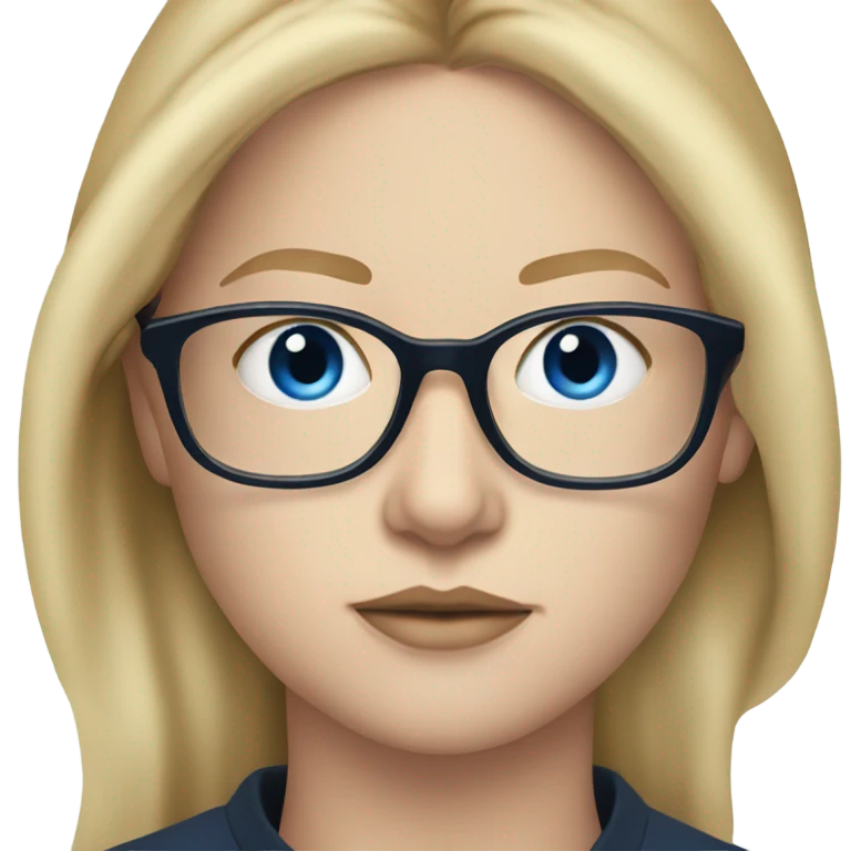 anna delvey blonde, blue eyes wearing glasses  emoji