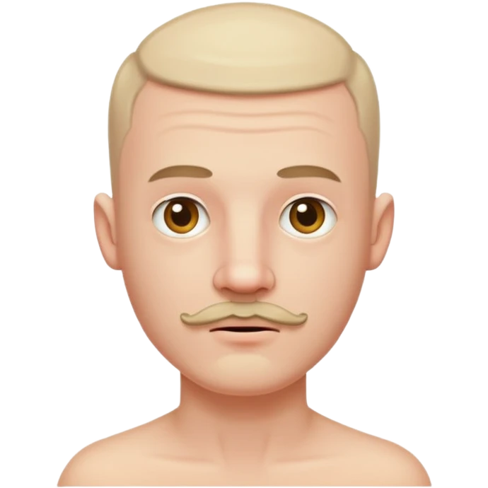 Pale man with short buzz cut, chin beard only and mustache emoji