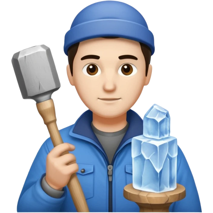 Sculptor with chisel & mallet,Ice Sculptors. emoji