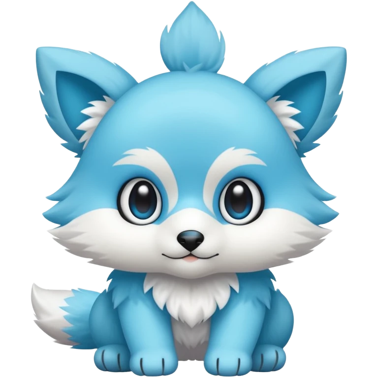Cute cool white blue cyan animal hybrid Fakemon full body emoji