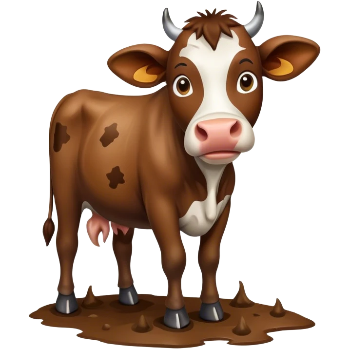 Cow with mud emoji