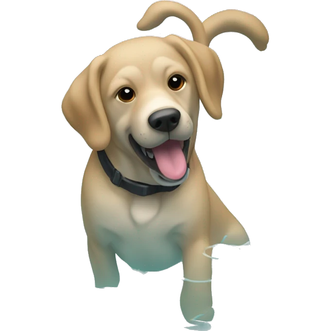 un chien qui plonge dans une piscine  emoji