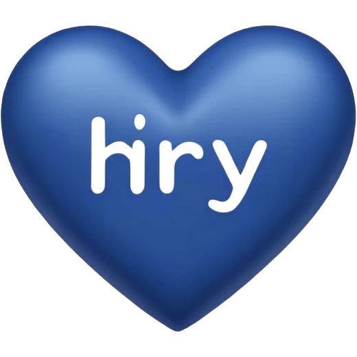 Dark blue heart with the words Hi Ry in the middle  emoji