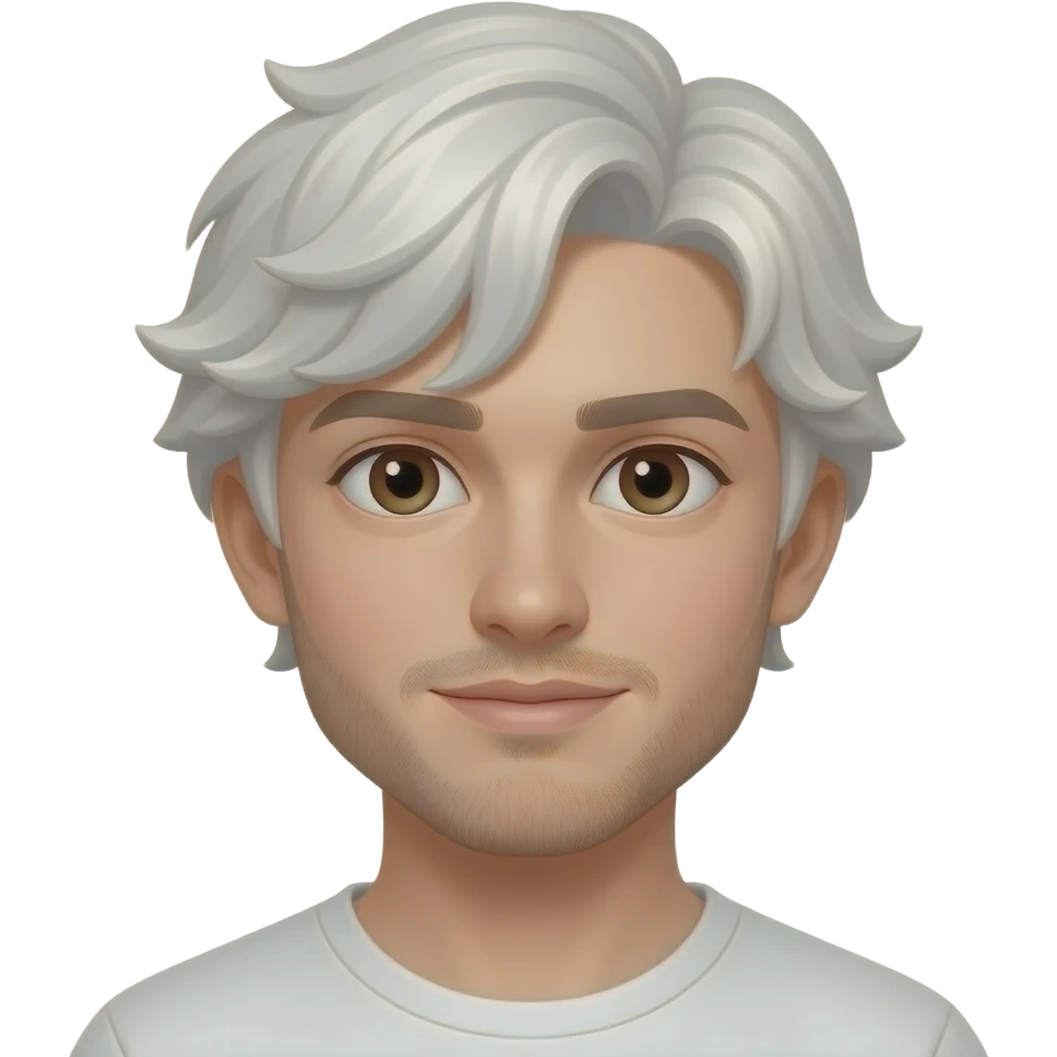 Stunning White boy with light wavy fair longer on one side of the forehead brown eyes light facial hair emoji