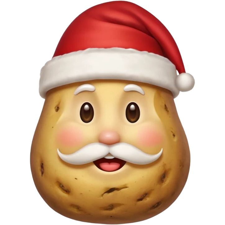 Potato with a smile face and a Santa Christmas hat on emoji