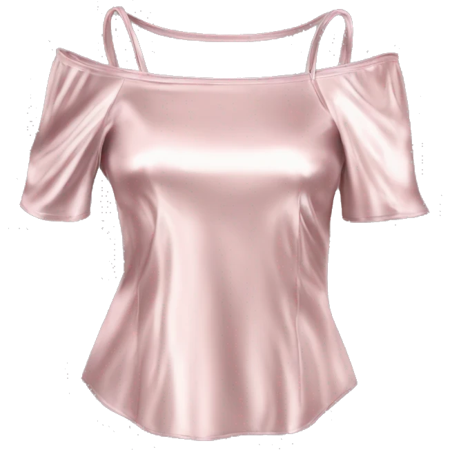 Realistic isolated side view of a light pink metallic off the shoulder Short sleeve blouse. emoji