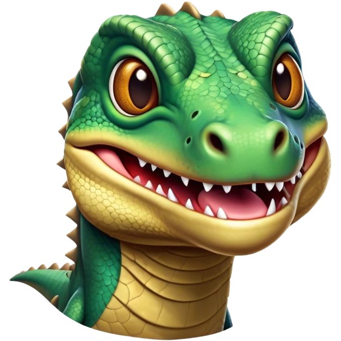 Cinematic Comical Komodo Dragon Lizard Portrait Emoji, Head tilted dramatically with an exaggeratedly shocked expression, featuring a robust, scaled body with wide, comically expressive eyes full of humorous disbelief, Simplified yet hilariously expressive features, highly detailed, glowing with a slightly sassy glow, high shine, dramatic yet playful, stylized with an air of quirky exotic attitude, soft glowing outline, capturing the essence of a meme-worthy Komodo dragon that looks ready to side-eye its way into viral fame! emoji
