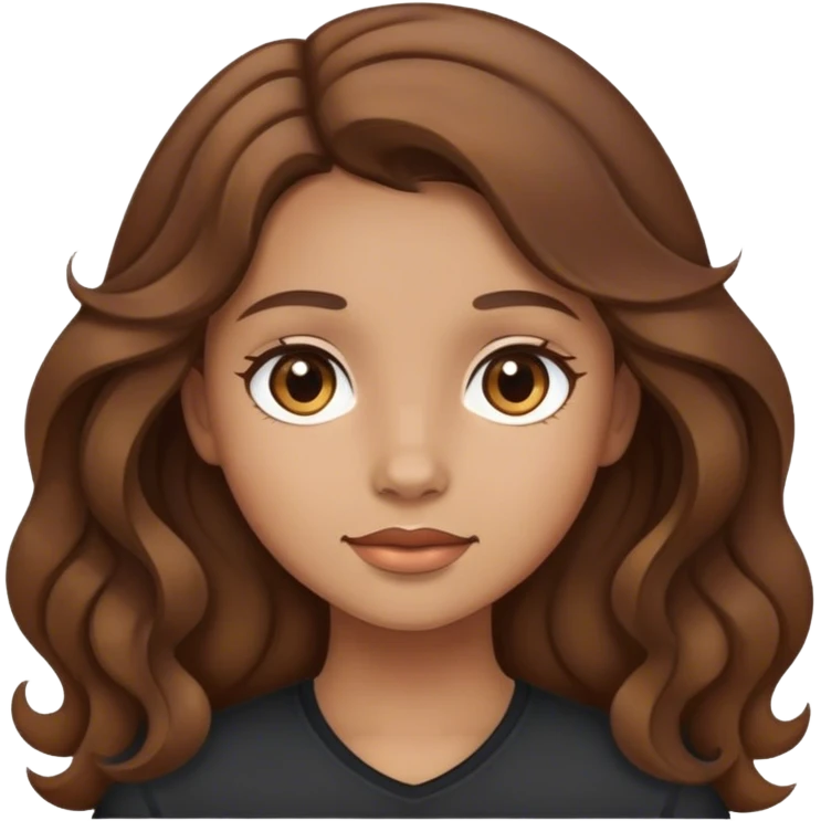 Light tan skin and wavy brown hair ,girl pretty, emoji