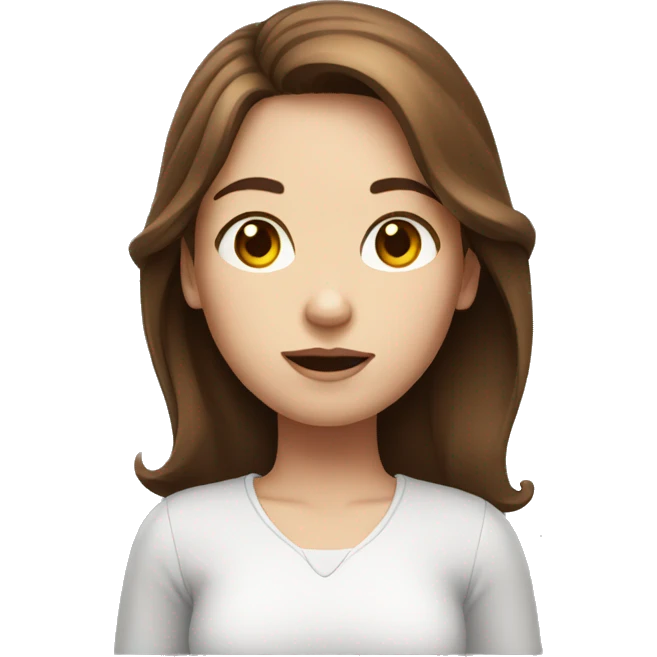 Girl with brown hair and white skin shrugging emoji