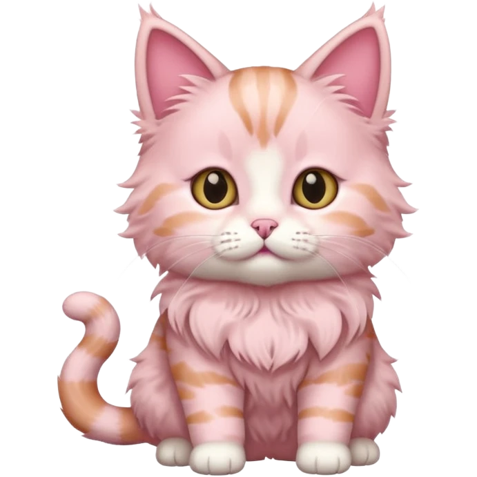 full body of baby American Bobtail pink cat  emoji