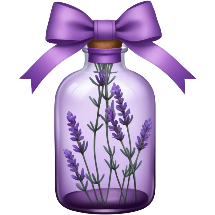 A vintage glass bottle, filled with delicate lavender stems in varying shades of soft lilac and deep aubergine, is adorned with a hand-dyed violet ribbon tied into a gentle bow. The light filters through the dusty glass, casting shadows of lavender sprigs onto the lace-covered surface, as if capturing a fleeting moment of serenity.






 emoji