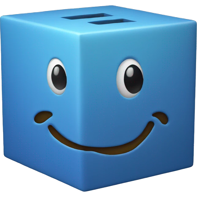 A blue cube with face emoji