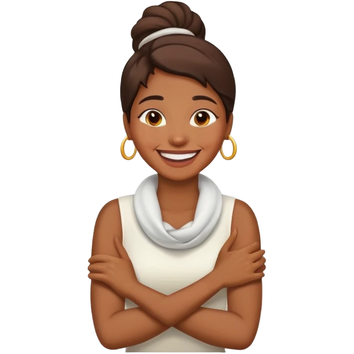 arms crossing holding neck laughing woman emoji