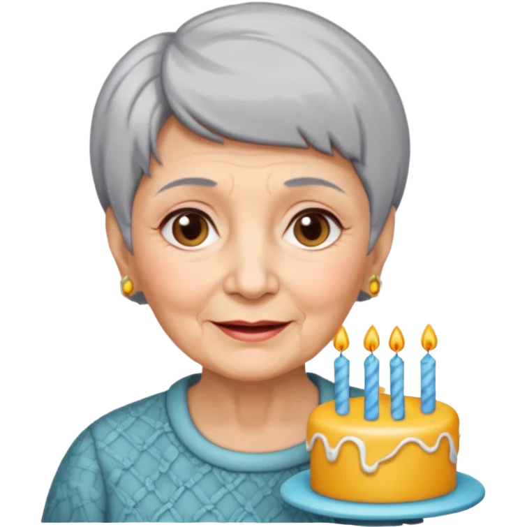 old lady short hair birthday emoji