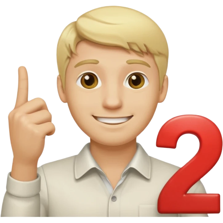 A blonde guy holding the number 2 emoji