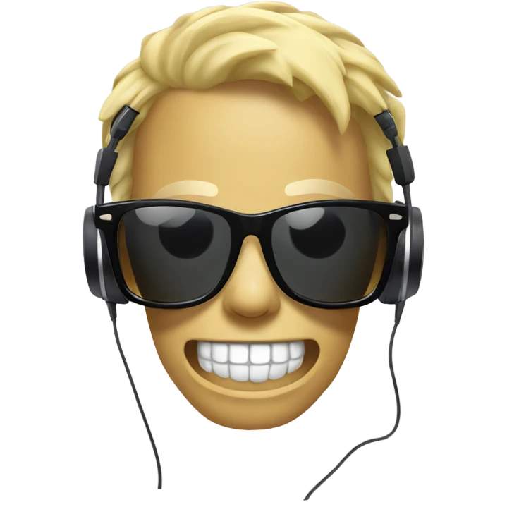 Skull with blonde hair wearing wayfarer sunglasses and headphones emoji