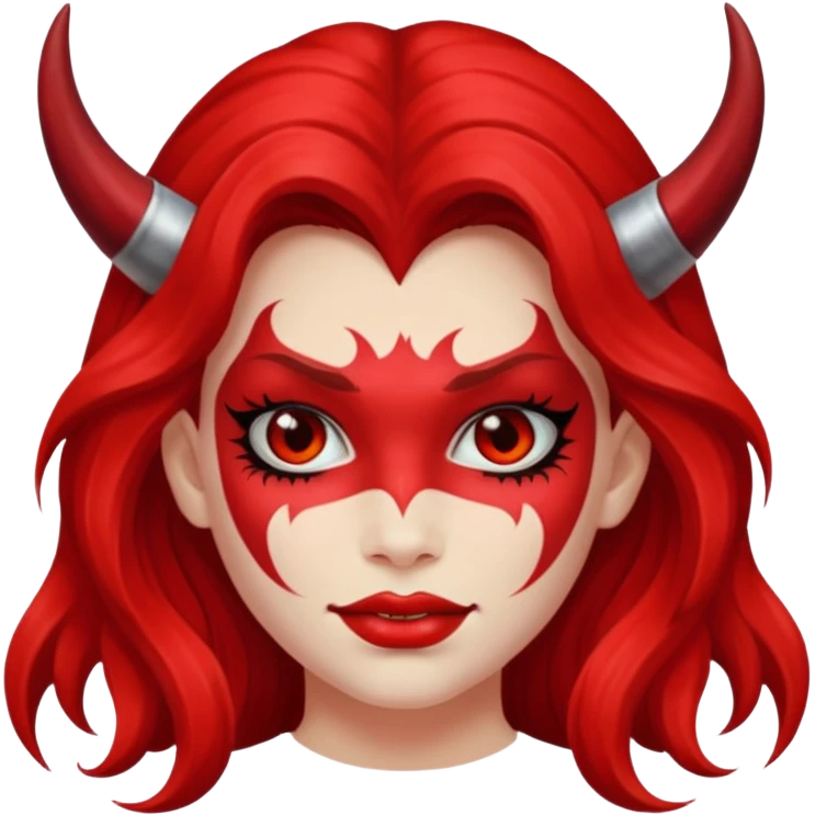 a long-haired red face paint devil girl  emoji