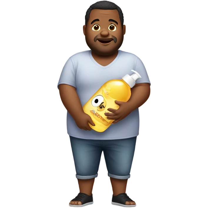 Fat guy holding baby oil emoji