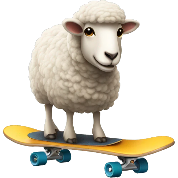 Sheep on a skateboard  emoji