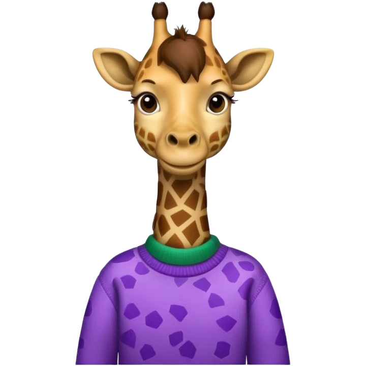giraffe wearing green and purple sweater emoji