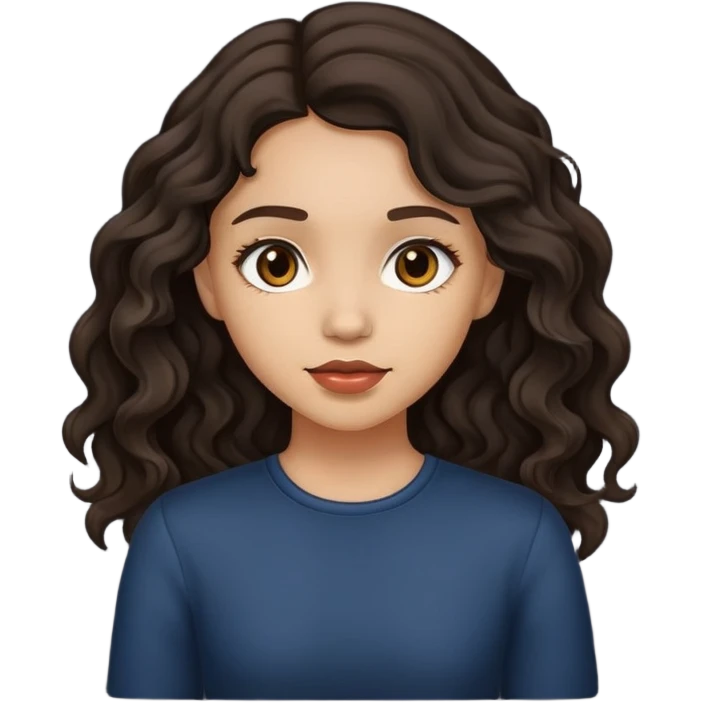 light skinned girl with dark wavy hair emoji