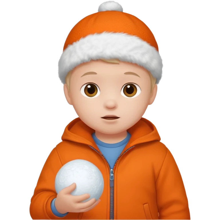 baby boy in orange with snowball











 emoji
