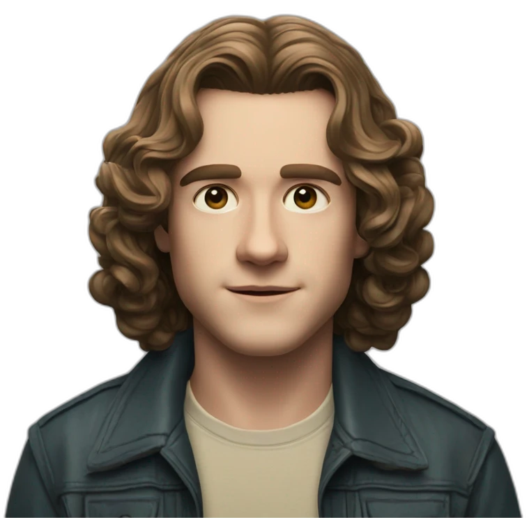 Eddie Munson Joseph Quinn with curled long hair stranger things emoji