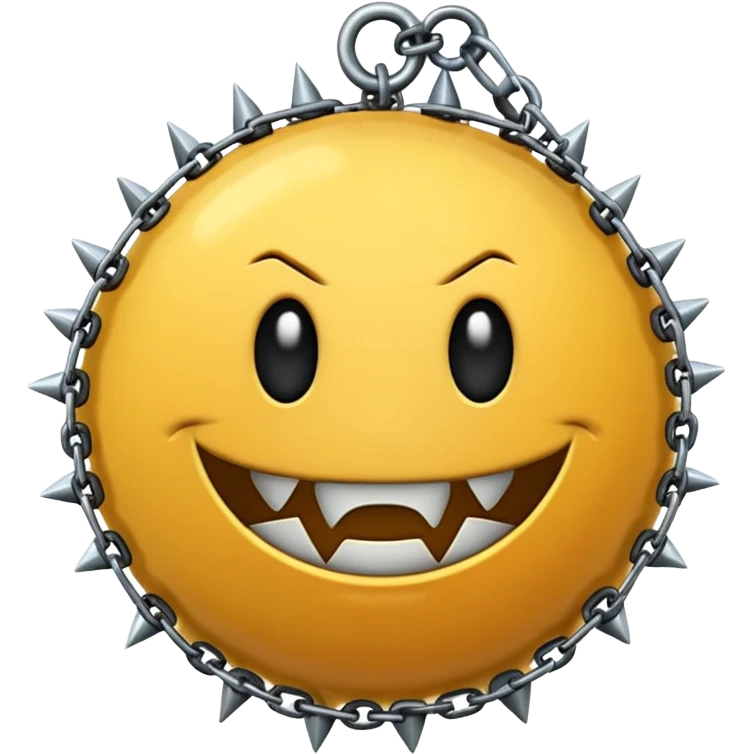 iPhone text message emoji size ball, and chain with spikes emoji