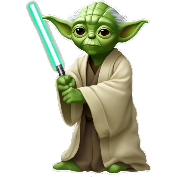 star wars yoda con un báculo en su manos emoji