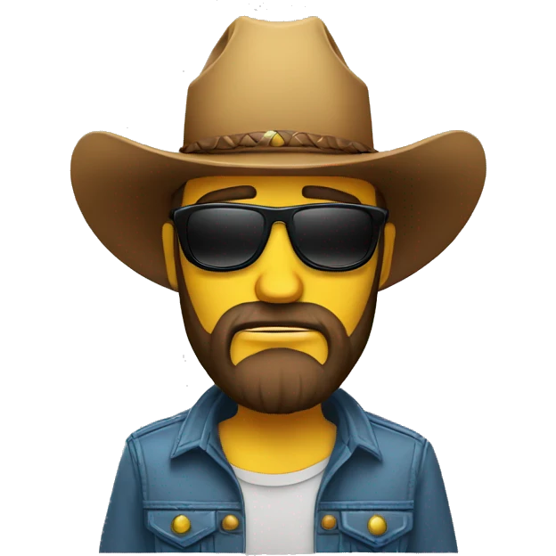 sad bearded man with cowboy hat and sunglass with thumb down emoji