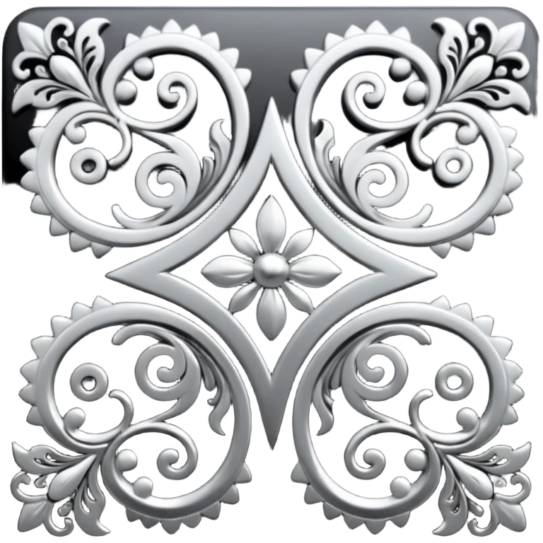 Black and silver filigree page corner, 3D, extremely detailed design emoji