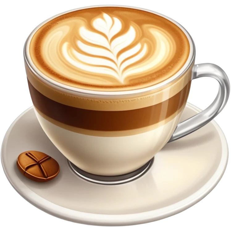 expensive artisanal latte in a cafe from upward view perspective, latte art, fancy coffee drink emoji