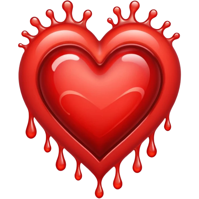 heart icon with visible swirling blood liquid inside, shiny and vibrant emoji