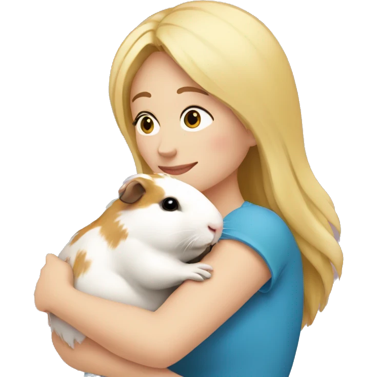 Blonde Woman hugging a guineapig emoji