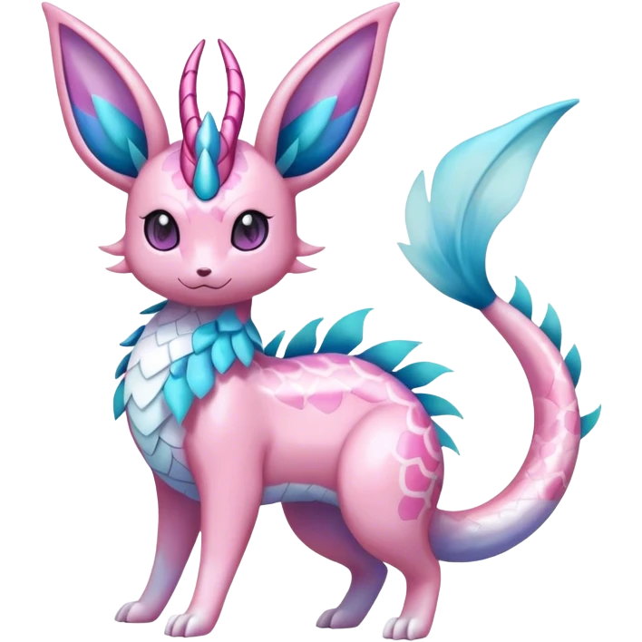 Shiny Cute Milotic-Sylveon-Espeon-Vaporeon-Dragonair-Pokémon-hybrid-fusion full body emoji