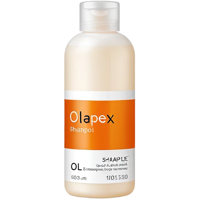 Olaplex shampoo bottle with orange label emoji