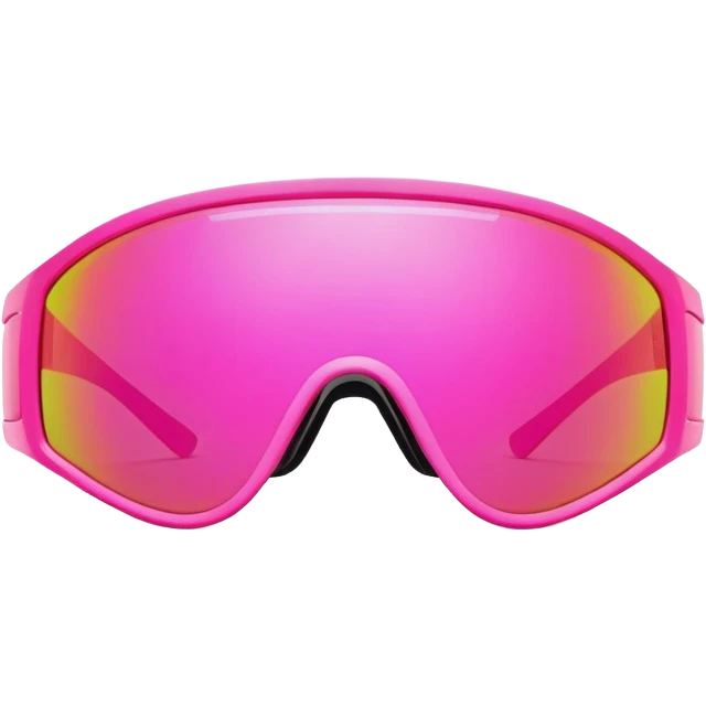 sporty pink shield visor sunglasses with robust thick frame, futuristic athletic design, substantial build, mirrored one-piece lens emoji
