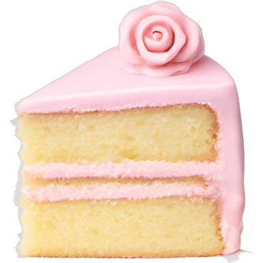 Piece of light pink cake on a white regency cute saucer emoji