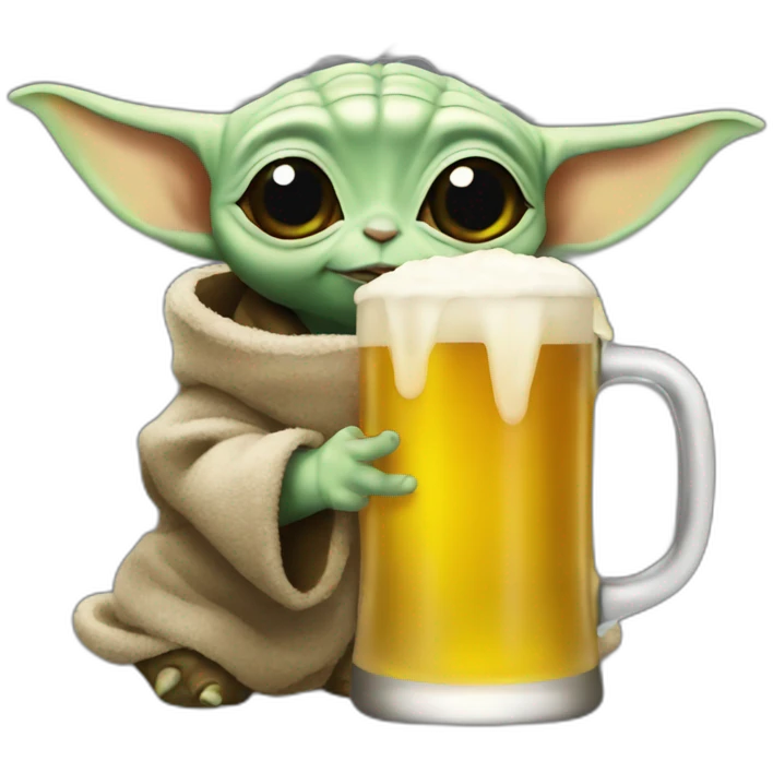 Baby Yoda drink beer emoji