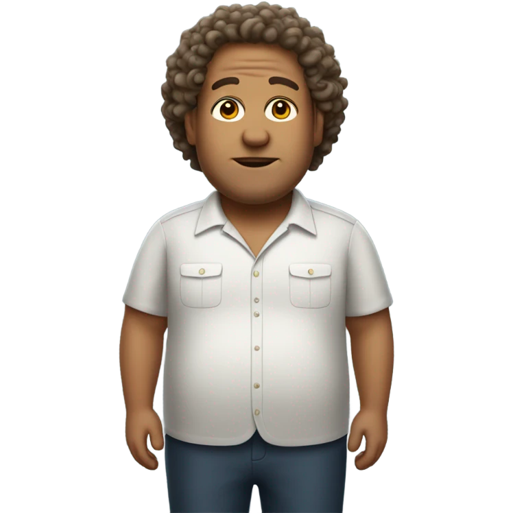 A fat man with medium sized curly hair as a bus driver emoji