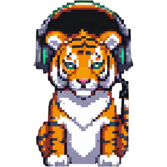 minimalist tiger wearing headphones emoji