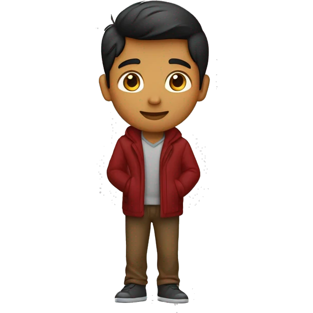 A indian brown boy wearing dark red coat pant and putted his one led on another and sitted on a sofa and foldind his arms and looking sidewards emoji