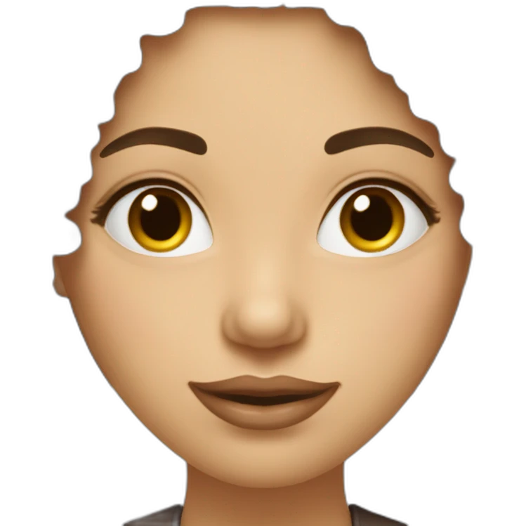 femme avec cheveux long marron foncé bouclé peau beige foncé emoji