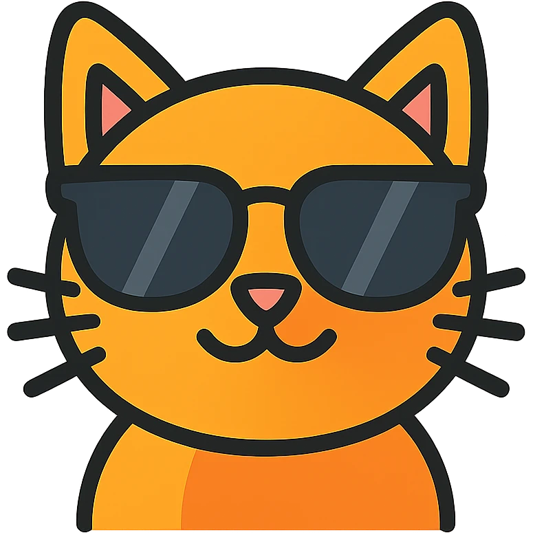 cat wearing sunglasses, modern color outline icon emoji